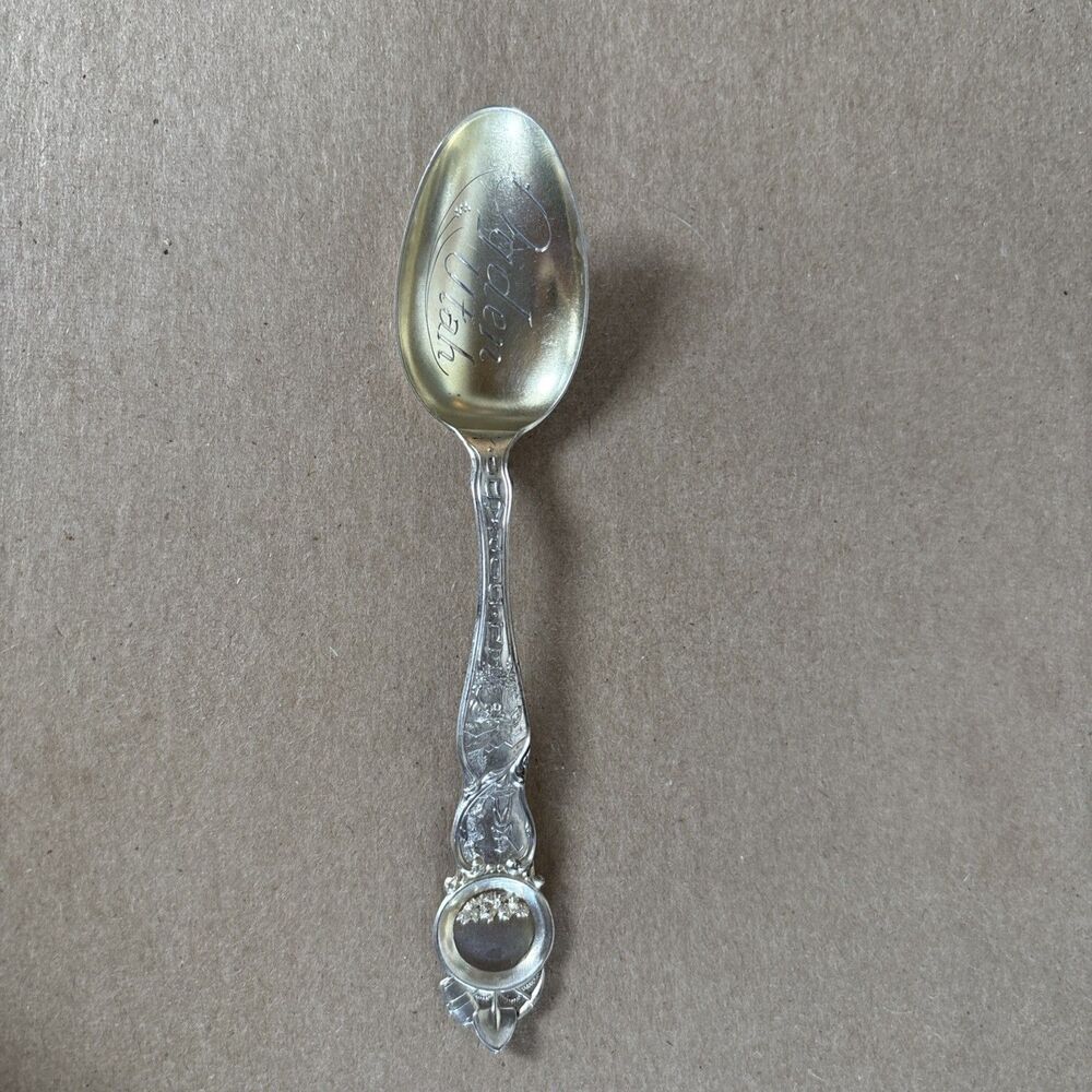 Ogden Utah Etched Spoon Gold Mining El Dorado Handled Sterling Antique